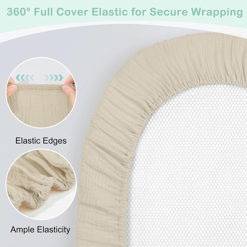 Basumee Muslin Bassinet Sheets for Baby Girl Boy 2 Pack Soft Breathable Baby Bedside Bassinet Fitted Sheets with Bottom Elastic Band 33''x17''x4'' Mattress Cover for Rectangle Oval Hourglass Bassinets - Image 4